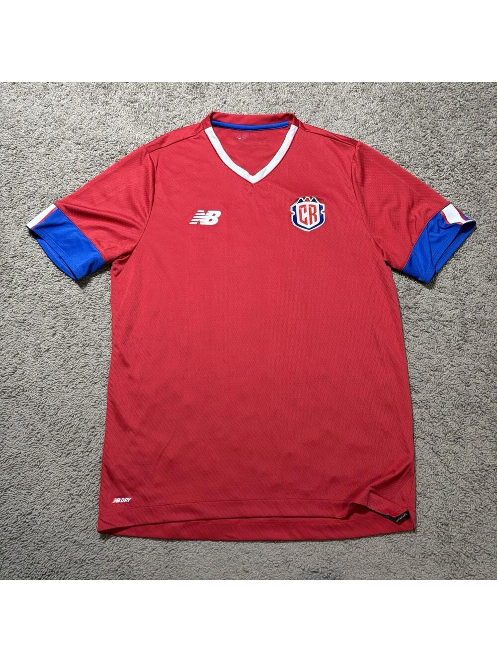 New Balance Costa Rica Soccer Jersey Shirt Red Mens Large L NB Dry Football Kit
